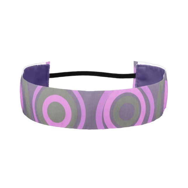Retro Circles Lilac Grey On Dusty Purple 1 Athletic Headband (Front)