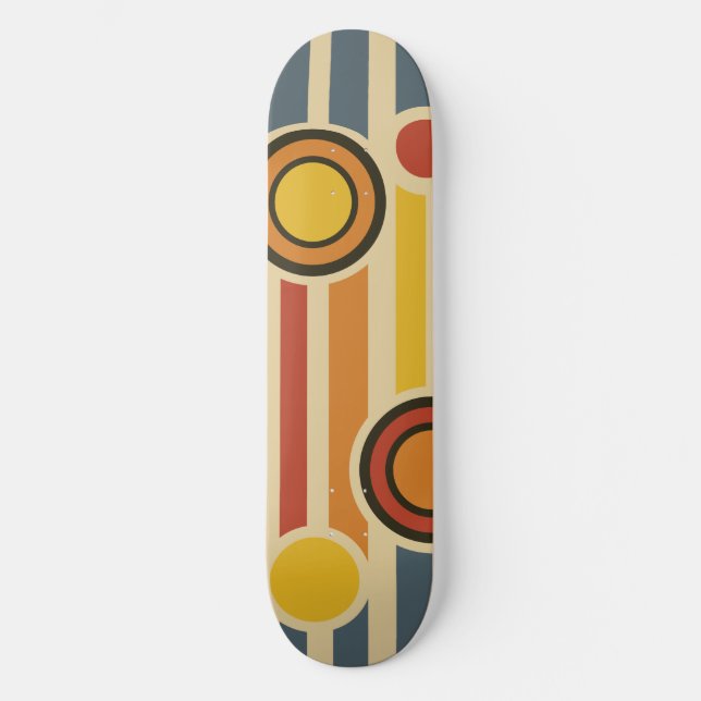 Retro Circles & Lines Skateboard Deck (Front)