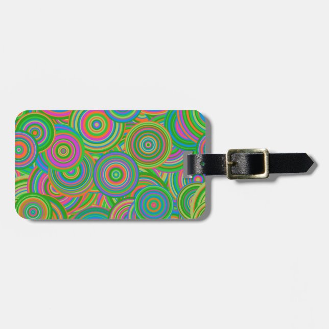 retro circles luggage tag (Front Horizontal)