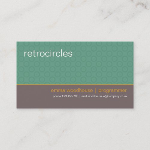 Retro Circles Mint &amp; Orange Business Card