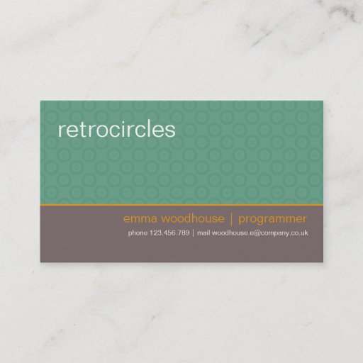 Customizable Retro Circles Mint &amp; Orange Business Card