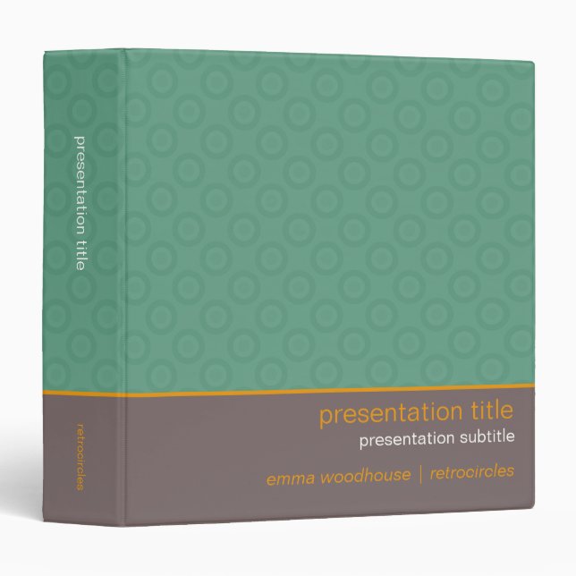 Retro Circles Mint & Orange Presentation Binder (Front/Spine)