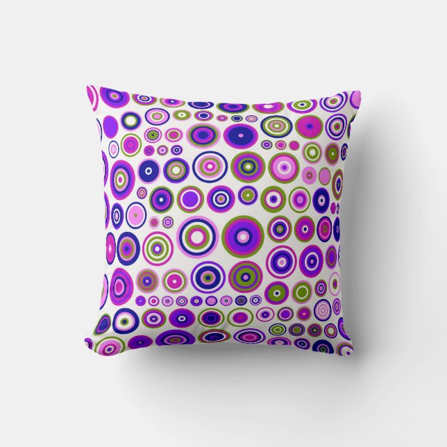 Retro Circles Mosaic Pattern | Rings Seamless 2 Throw Pillow (Front)