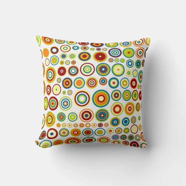 Retro Circles Mosaic Pattern | Rings Seamless Throw Pillow (Front)
