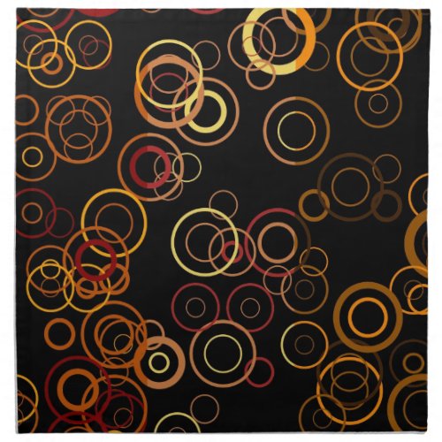Retro Circles on Black Art Pattern Napkin