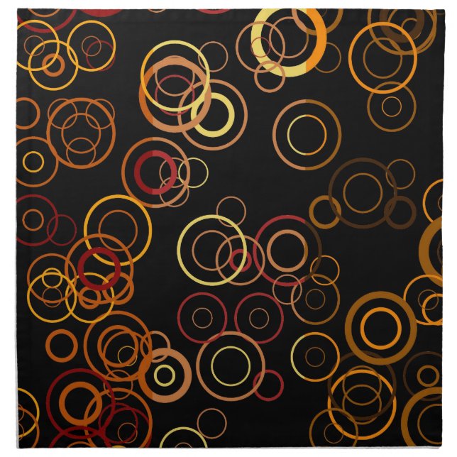 Retro Circles on Black Art Pattern Napkin (Front)