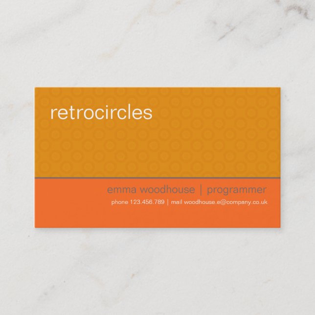 Retro Circles Orange & Tan Business Card (Front)