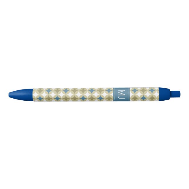 Retro Circles Pattern Monogrammed Pen (Front)