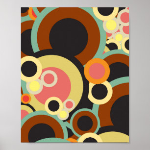 Retro circles pattern / Retro color pallete Poster