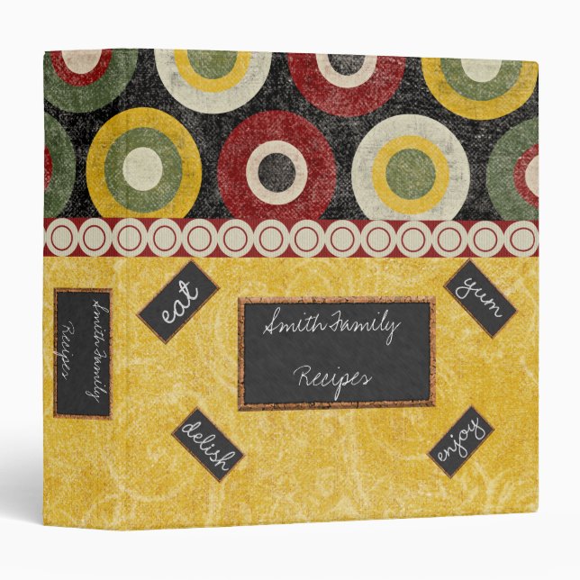 Retro Circles Recipe Binder (Front/Spine)