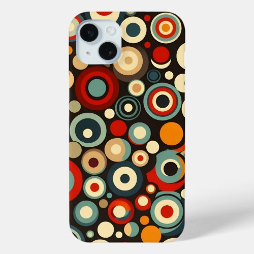 Retro Circles Shapes Seamless Pattern Colorful iPhone 15 Plus Case