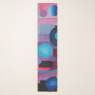 Retro Circles & Squares in Soft Tones Pink & Blue Scarf
