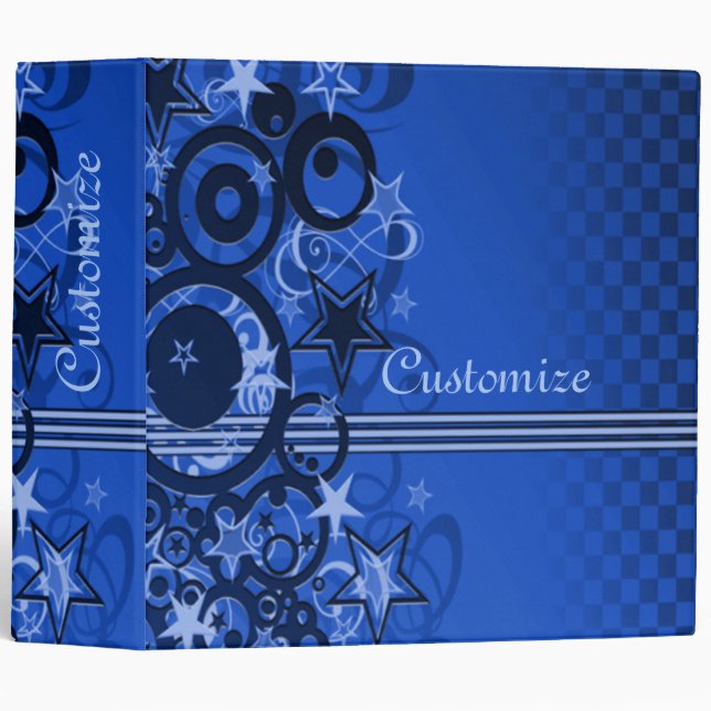 Retro Circles & Stars Blue Binder (Front/Spine)