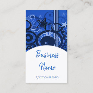 Retro Circles & Stars Blue Business Card 5
