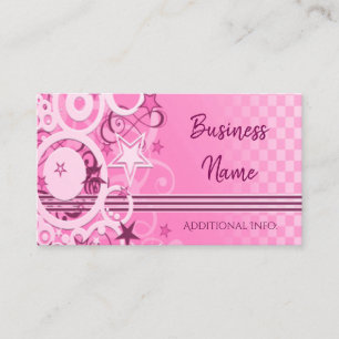 Retro Circles & Stars Pink Business Card