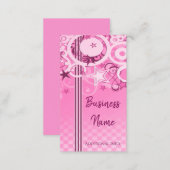 Retro Circles & Stars Pink Business Card 2 (Front/Back)