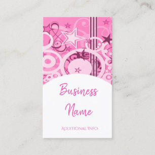 Retro Circles & Stars Pink Business Card 5