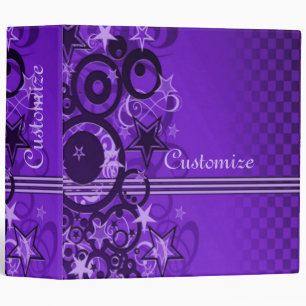 Retro Circles & Stars Purple Binder