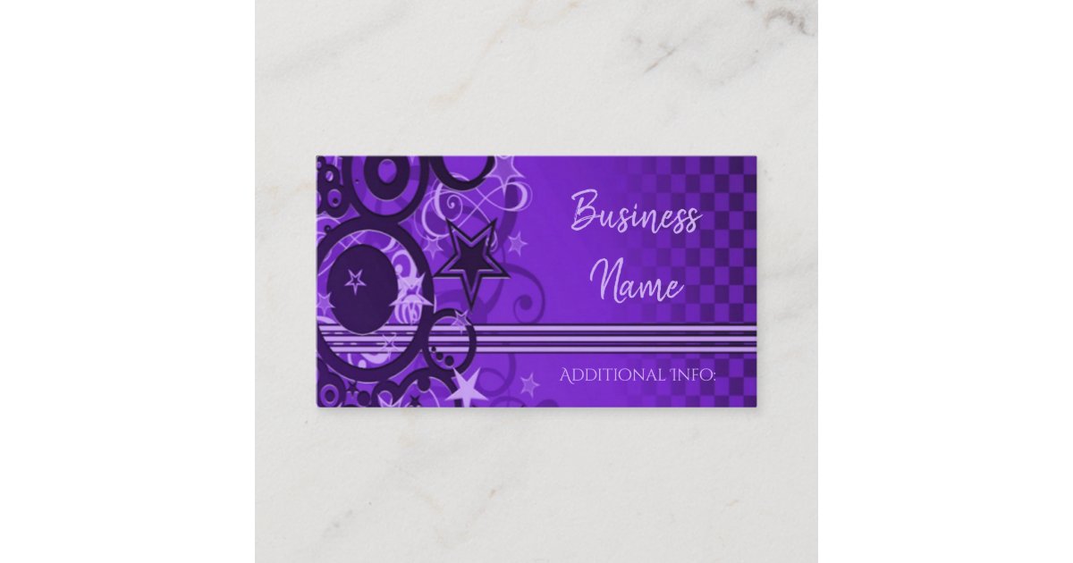 Retro Circles & Stars Purple Business Card | Zazzle