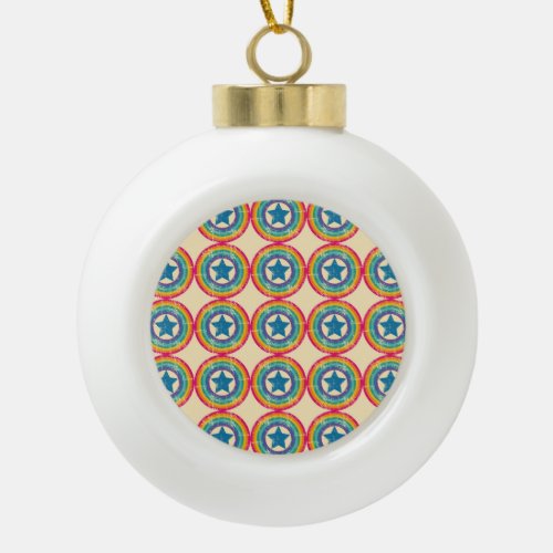 Retro Circles Stars Seamless Texture Ceramic Ball Christmas Ornament