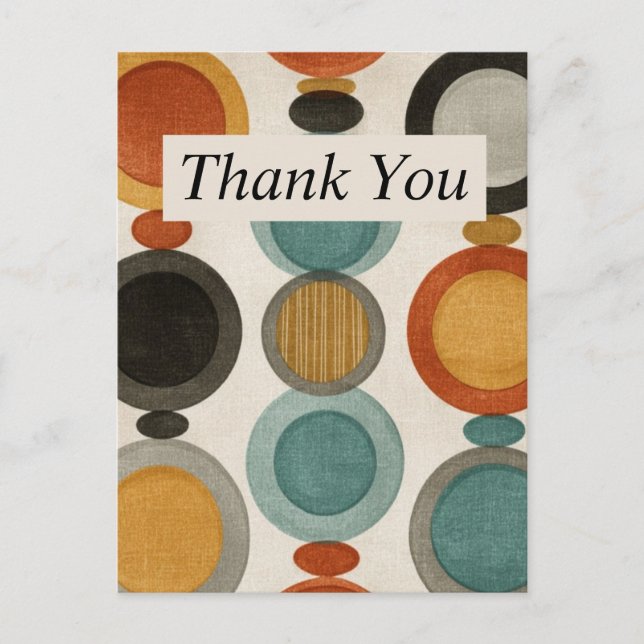 Retro Circles Thank You Card (Front)