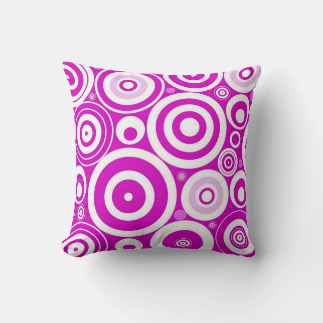 Retro Circles Throw Pillow (Front)
