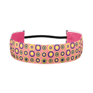 Retro Circles Yellow Navy On Blush Pink 2 Athletic Headband
