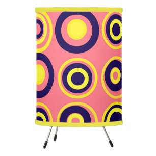 Retro Circles Yellow Navy On Blush Pink Tripod Lamp