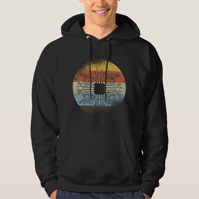 Retro Circuit Board Electronic Engineer Electricia Hoodie (Front)