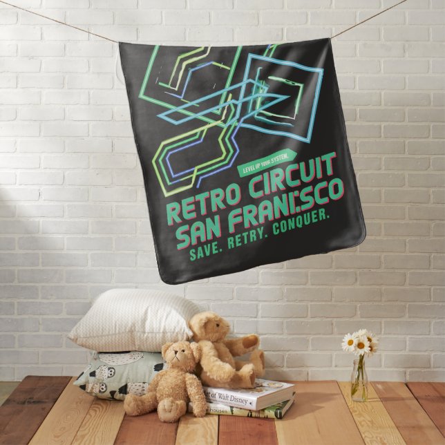Retro Circuit Dreams Baby Blanket (In Situ)