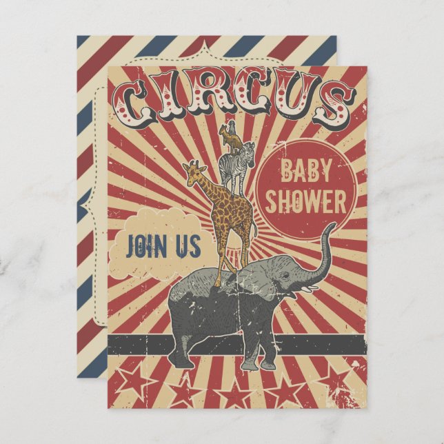 Retro Circus Baby Shower Invitation (Front/Back)