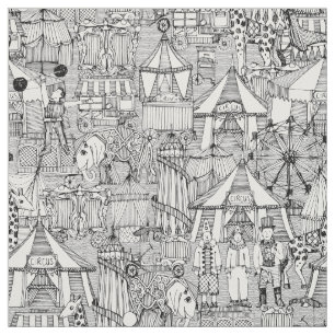 retro circus black white fabric