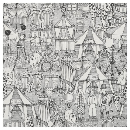 retro circus black white fabric