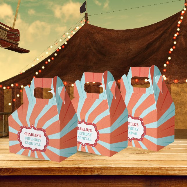 Retro Circus Carnival Birthday Party Favor Boxes (Creator Uploaded)