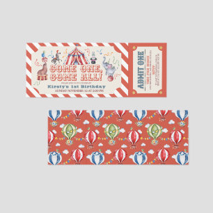 Retro Circus Carnival Tent Animals 1st Birthday Raffle Tickets