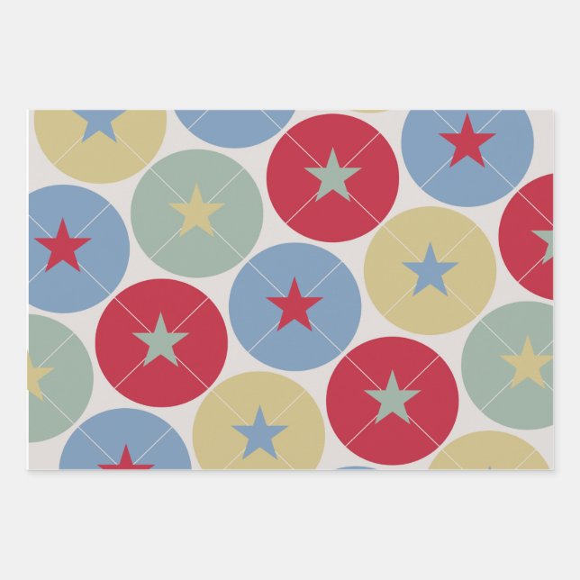 Retro Circus Classic Party Wrapping Paper Sheets (Front)
