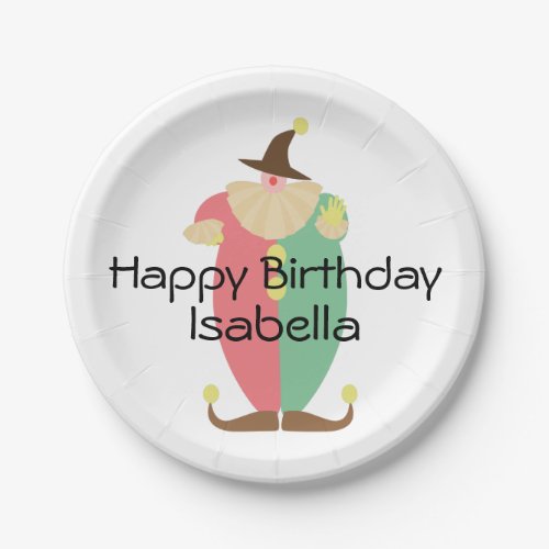 Retro Circus Clown Birthday Paper Plates