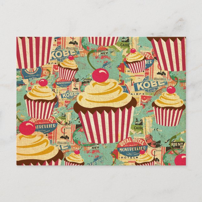 Retro Circus Cupcakes Postcard (Front)