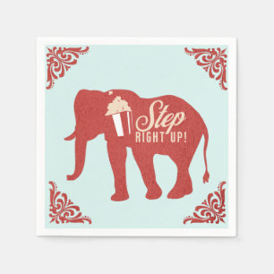 Retro Circus Elephant Popcorn Birthday Party Napkins