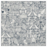 retro circus indigo ivory fabric