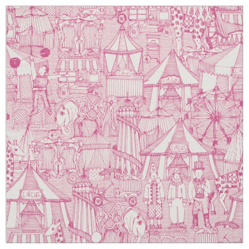 retro circus pink ivory fabric