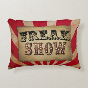 Retro Circus Poster Freak Show Accent Pillow