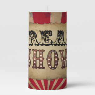 Retro Circus Poster Freak Show Pillar Candle