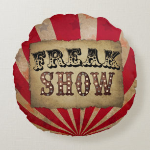 Retro Circus Poster Freak Show Round Pillow
