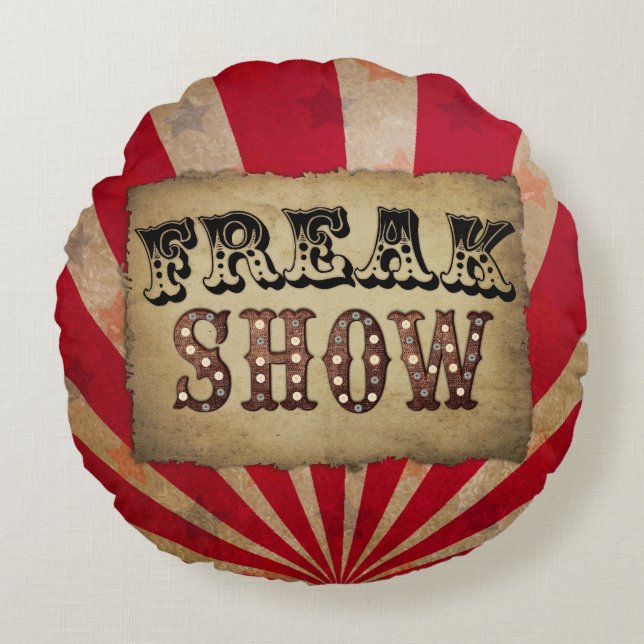Retro Circus Poster Freak Show  Round Pillow (Front)