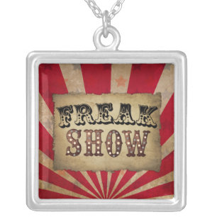 Retro Circus Poster Freak Show Silver Plated Necklace