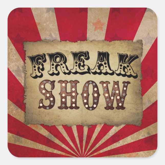 Retro Circus Poster Freak Show  Square Sticker (Front)