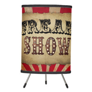 Retro Circus Poster Freak Show Tripod Lamp