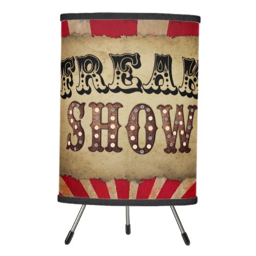 Retro Circus Poster Freak Show Tripod Lamp