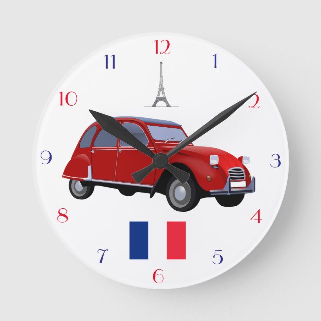 Retro Citroen 2CV Wall Clock. Round Clock (Front)